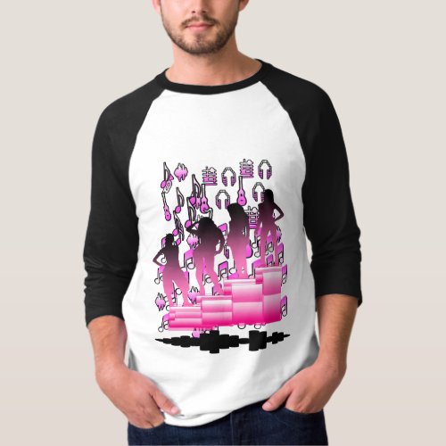 Black and Pink Colorful Design T_Shirt