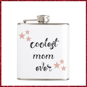 Black and Pink Coolest Mom Ever Flask