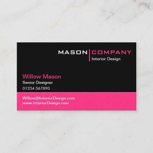 Customizable Black and Pink Corporate Business Card