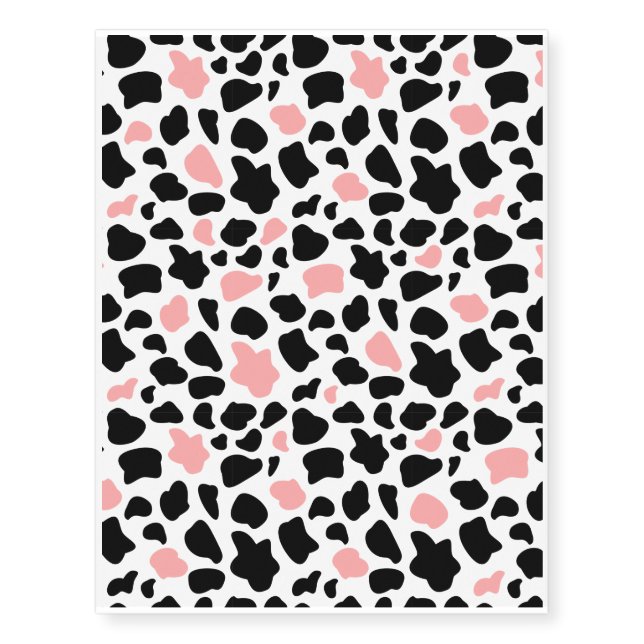 Black and pink cow print temporary tattoos (Front)