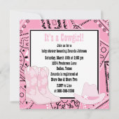 Black and Pink Cowgirl Baby Girl Shower Invitation (Back)
