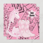 Black and Pink Cowgirl Baby Girl Shower Invitation (Front/Back)