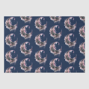 Black and Pink Crescent Moon Pattern Halloween Tissue Paper