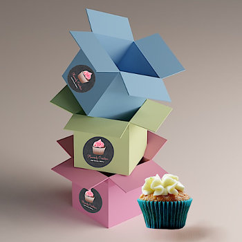 Black And Pink Cupcake Bakery Sticker by DizzyDebbie at Zazzle