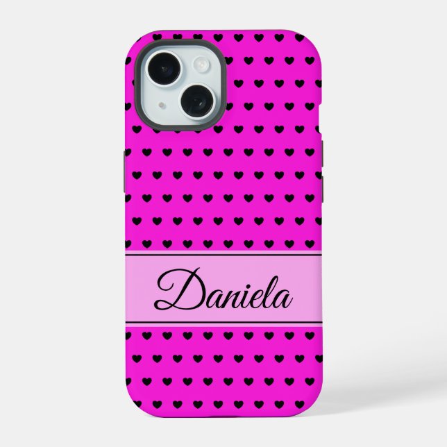 Black And Pink Custom Name Iphone Case (Back)
