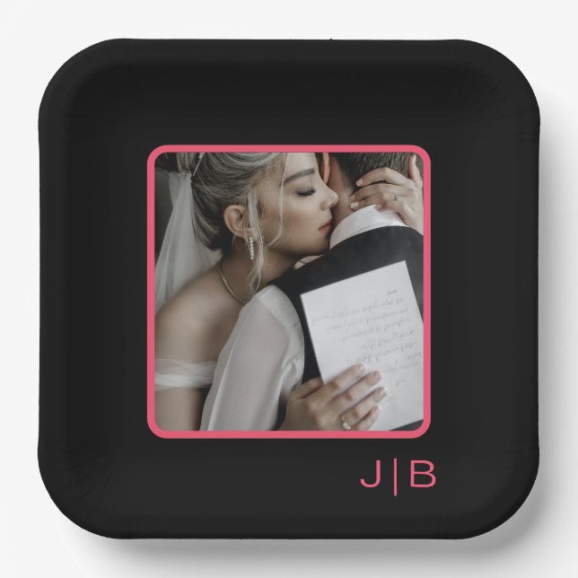  Black, and pink customizable  Paper Plates (Front)