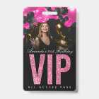 Black and Pink Customizable VIP All Access Badge