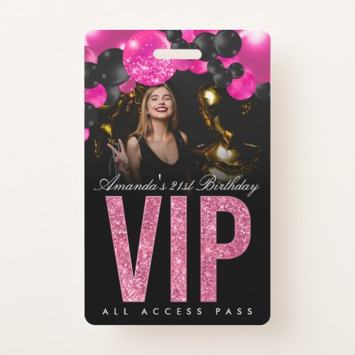 Black and Pink Customizable VIP All Access Badge