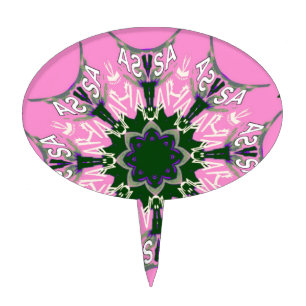 Black and Pink Cute Floral Fashion Motif Monogram Cake Topper