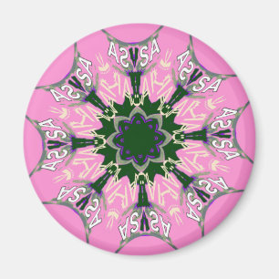 Black and Pink Cute Floral Fashion Motif Monogram  Magnet