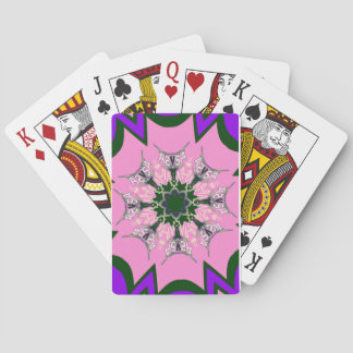 Black and Pink Cute Floral Fashion Motif Monogram  Poker Cards