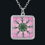 Black and Pink Cute Floral Fashion Motif Monogram  Silver Plated Necklace<br><div class="desc">Black and Pink Cute Floral Fashion Motif Monogram Art Print Introducing the "Black and Pink Cute Floral Fashion Motif Monogram Art Print, " a striking and stylish piece that combines floral elegance with modern flair. The 'Azusa' text incorporated into the pattern adds a unique touch, creating a modern and eye-catching...</div>