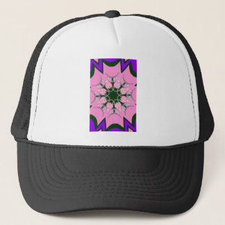 Black and Pink Cute Floral Fashion Motif Monogram Trucker Hat