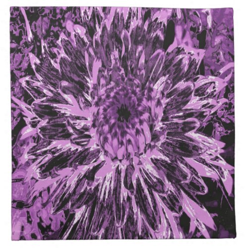 Black and Pink Dahlia Flower Cloth Napkin