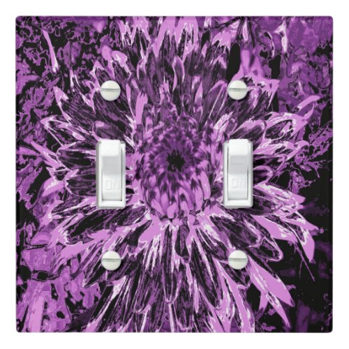 Black and Pink Dahlia Flower Light Switch Cover