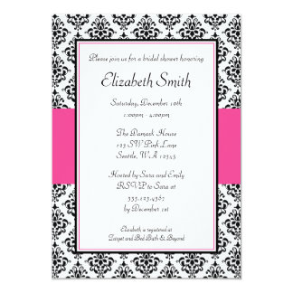 Black and Pink Damask Bridal Shower Invitation