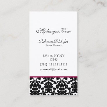black and pink damask Chic Business Cards