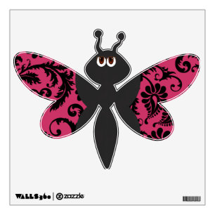 Black and Pink Damask Dragonfly Wall Decal