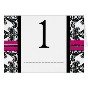Black and Pink Damask Wedding Cards