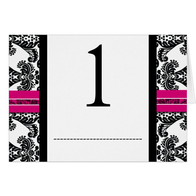 Black and Pink Damask Wedding Cards (Front Horizontal)