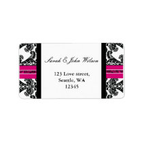 Black and Pink Damask Wedding Label