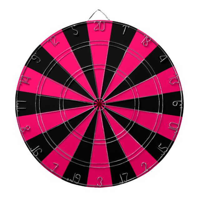 Black and Pink Dartboard With Darts (Front)