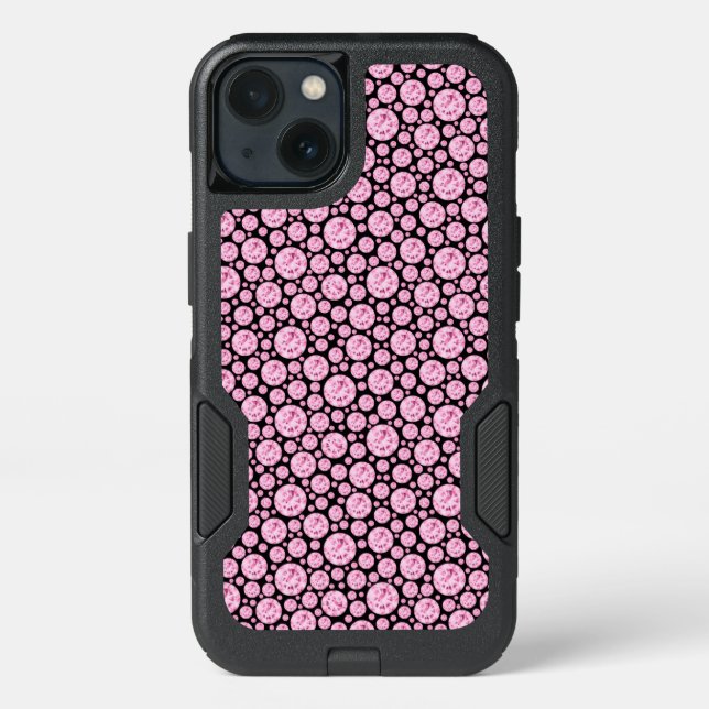 Black and Pink Diamond Bling Pattern Otterbox iPhone Case (Back)