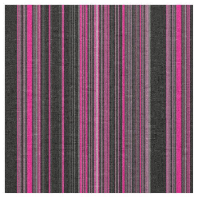 Black and pink  different size vertical stripes fabric (Close Up)