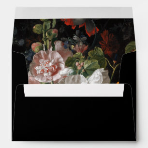 Black and Pink Dutch Master Hollyhock Floral Envelope
