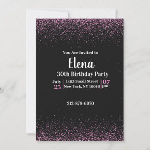 Black and Pink Elegant Birthday Party Invitation