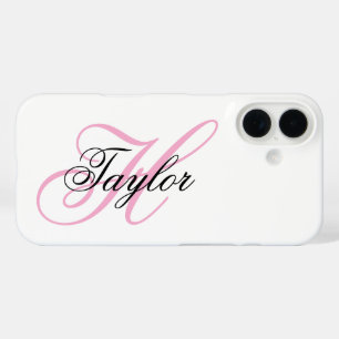 Black and Pink Fancy Monogram iPhone 16 Case