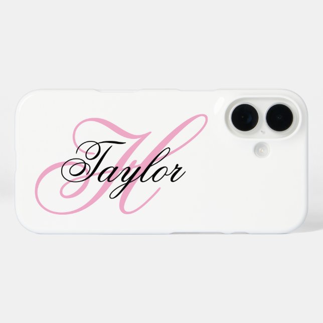 Black and Pink Fancy Monogram Case-Mate iPhone Case (Back (Horizontal))