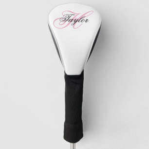 Black and Pink Fancy Monogram Golf Head Cover