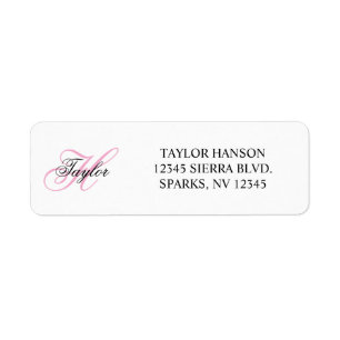 Black and Pink Fancy Monogram Label
