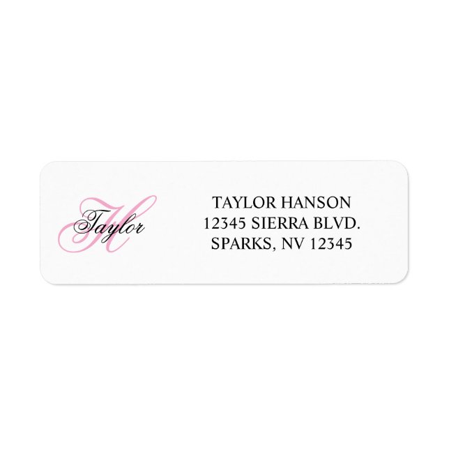 Black and Pink Fancy Monogram Label (Front)