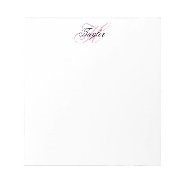 Black and Pink Fancy Monogram Notepad (Front)