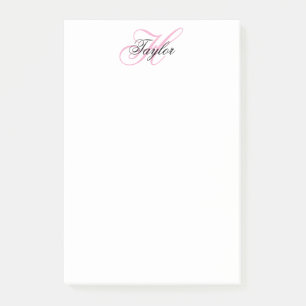 Black and Pink Fancy Monogram Post-it Notes
