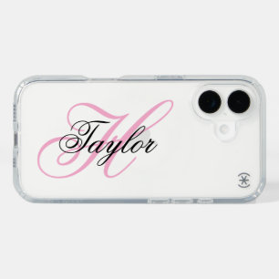 Black and Pink Fancy Monogram iPhone 16 Case