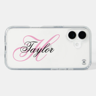 Black and Pink Fancy Monogram iPhone 16 Case