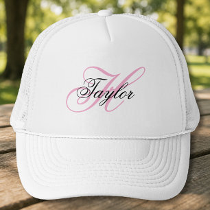 Black and Pink Fancy Monogram Trucker Hat
