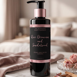 Black and pink faux foil cosmetics bottle label