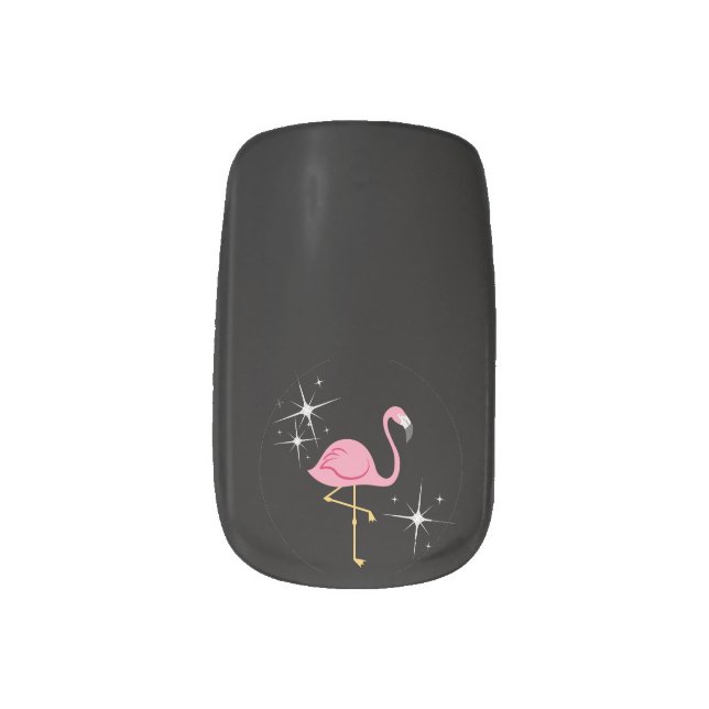 Black and Pink Flamingo Minx Nail Art Decals (Left Thumb)