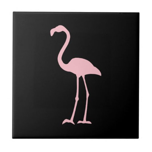 Black and Pink Flamingo Silhouette Tile