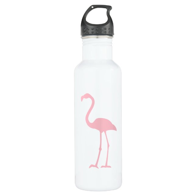 Black and Pink Flamingo Water Bottle (Front)