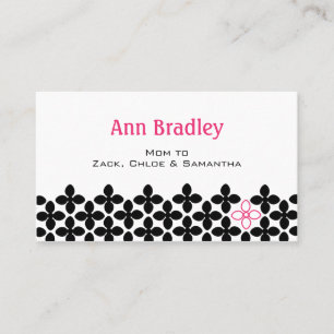 Black and Pink Flower Mom Calling Card