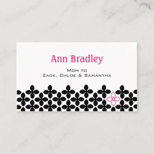Modern Black Flower Mom Calling Card Business Card Templates