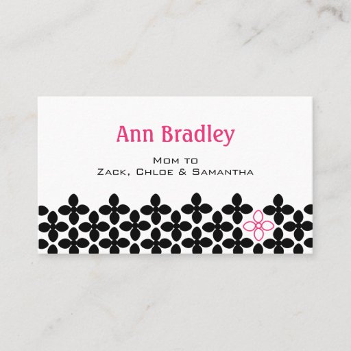 Customizable Modern Black Flower Mom Calling Card Business Card Templates
