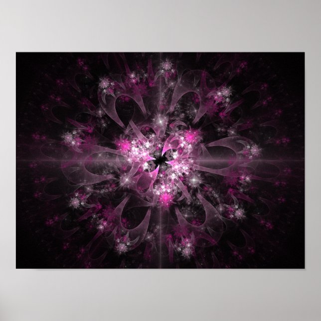 Black And Pink Fractal Poster (Front)
