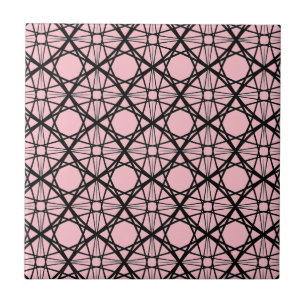 Black and Pink Geometric Art Ceramic Tile