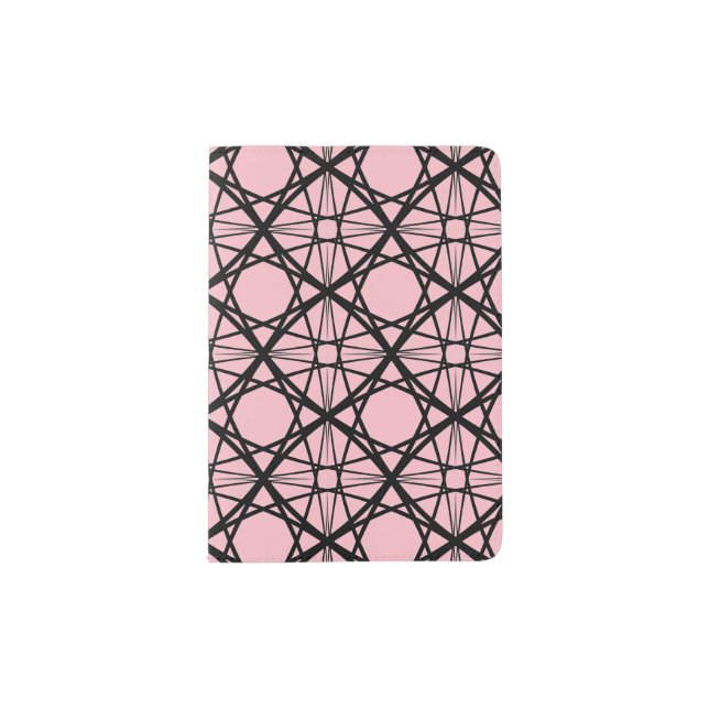 Black and Pink Geometric Art Passport Holder (Front)